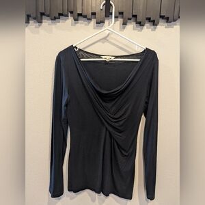 CAbi Cross Cowl Neck Long Sleeve Shirt